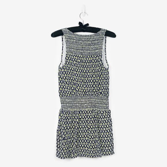 Joie Lawska Mini Dress Medium Blue Silk Geometric Casual Boho Chic Softcore - Picture 4 of 14